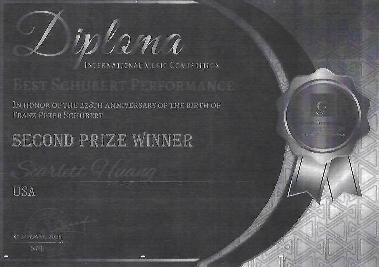 Second Prize Winner | Best Schubert Performance International Music Competition | 2025 Scan 10